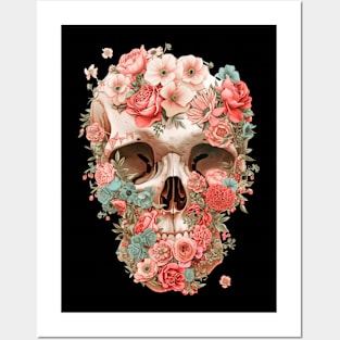 Skull Floral Posters and Art